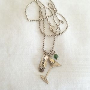 Vintage Far Fetched Sterling Martini I Like It Dirty Necklace
